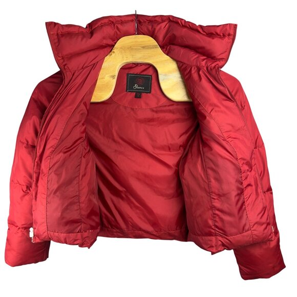 Guess Puffer Down Filled  Jacket Womens M Red Quilted Insulated Double Zip - Picture 3 of 10